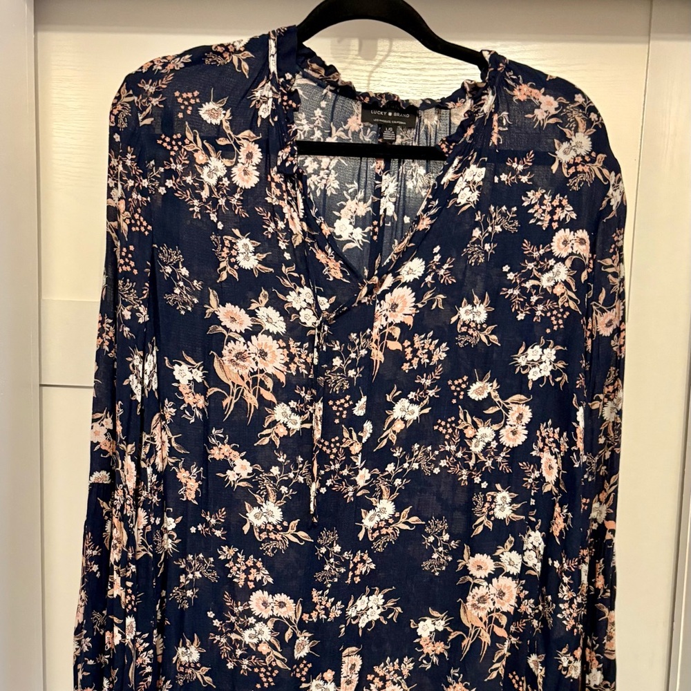 Lucky Brand Navy Floral Blouse